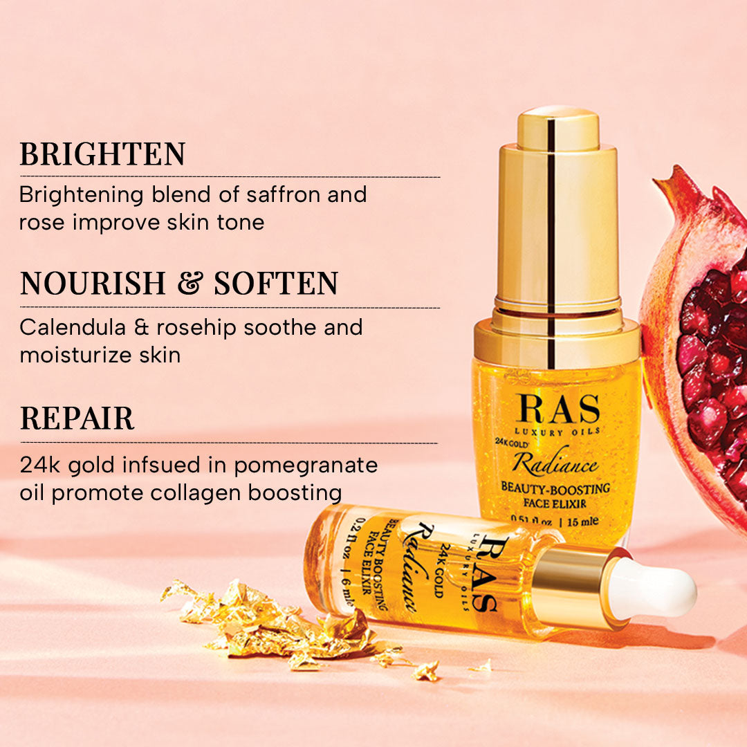 Ras Luxury 24k Gold Radiance Beauty Boosting Face Elixir – SilkRoutes.co.in