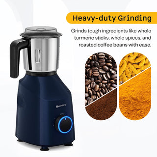 Atomberg Yulia 750 Watt Mixer Grinder | 4 Multipurpose Jars including Chopper Jar | Coarse Mode for Silbatta-like Textures | Powerful Intelligent Motor | Advanced Safety Features | Ritz Blue