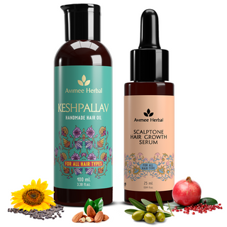 Avimee Herbal Keshpallav Hair Oil And Scalptone Hair Growth Serum, Super Saver Combo_SilkRoutes_1