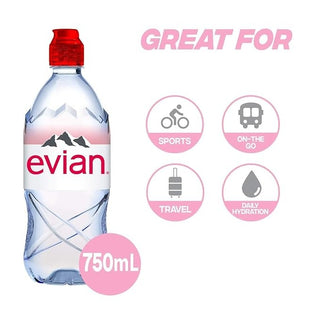 Evian Mineral Water, Naturally Filtered Drinking Water, 750ml Bottled Water Crafted by Nature, Case of 12 x 750ml Sports Cap Water Bottles_SilkRouts_3