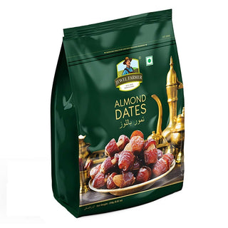 JEWELFARMERAlmondDatesDeseededDriedBadaamKhajoorRichinFibre_Protein_Calories-250g_Silkroutes