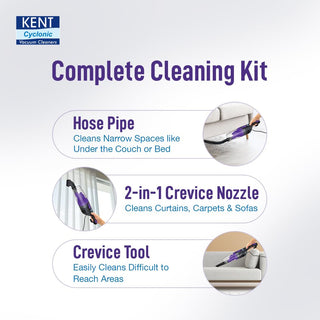 KENT Duster Vacuum Cleaner 600 W with HEPA Filter and Cyclone 5 Technology