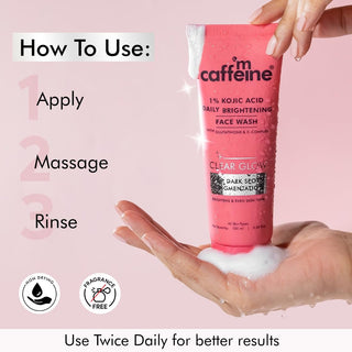 MCaffeine CLEAR GLOW 1% Kojic Acid Daily Brightening Face Wash For Dark Spots & Pigmentation - 100ml_SilkRoutes_5