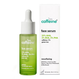 MCaffeine Green Tea & 25% AHA, 2% BHA, 5% PHA Face Serum - Gentle Peels for Improved Skin Texture - 30 ml_SilkRoutes_1