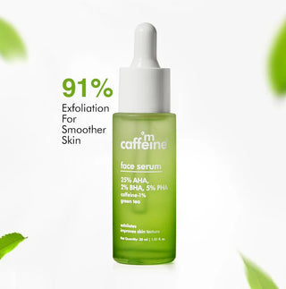 MCaffeine Green Tea & 25% AHA, 2% BHA, 5% PHA Face Serum - Gentle Peels for Improved Skin Texture - 30 ml_SilkRoutes_2