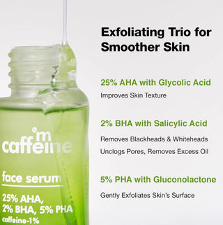 MCaffeine Green Tea & 25% AHA, 2% BHA, 5% PHA Face Serum - Gentle Peels for Improved Skin Texture - 30 ml_SilkRoutes_4