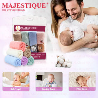Majestique Mini Baby Towel Set Pack Of 4 - Color May Vary_SilkRoutes_3