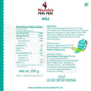 Nando's Peri Peri Chilli Sauce - Mild 250g + Garlic 250g, Pack of 1 Each_SilkRoutes_3