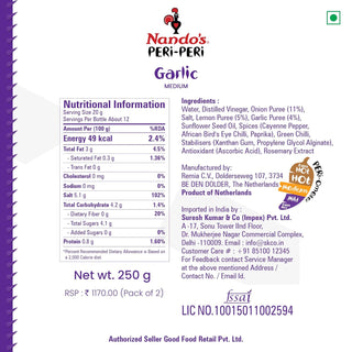 Nando's Peri Peri Chilli Sauce - Mild 250g + Garlic 250g, Pack of 1 Each_SilkRoutes_4