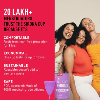 Sirona FDA Approved Reusable Menstrual Cup for Women Protection for Up to 8-10 Hours