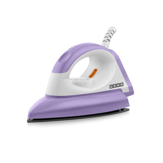 Usha Armor 1100W Dry Iron with Shock Proof Plastic Body | Single Coat Black Non Stick Soleplate for Longer Durability | Overheat Safety Shutoff | 180° Swivel Cord | 2 Years Warranty | (Purple & White)
