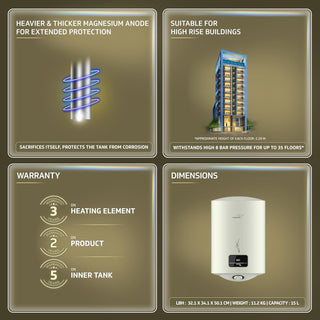 V-Guard Divino DG Geyser 15 Litre Water Heater for Home