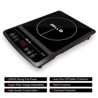 iBELL 30YO Induction Cooktop, 2000W, 2 Yr Warranty, BIS Certified, Crystal Glass Top, Auto Shut Off, Overheat Protection (Black)